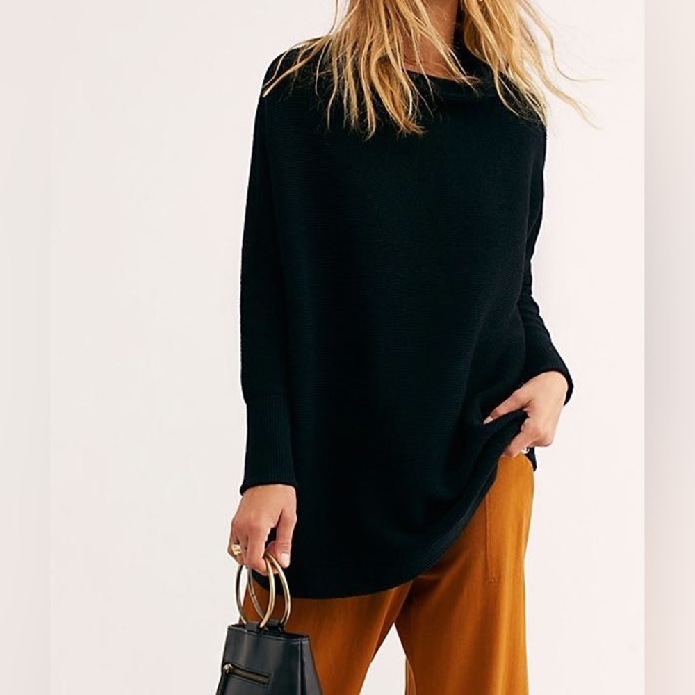 Free people Ottoman Slouchy mockneck sweater Tunic black size xs oversized